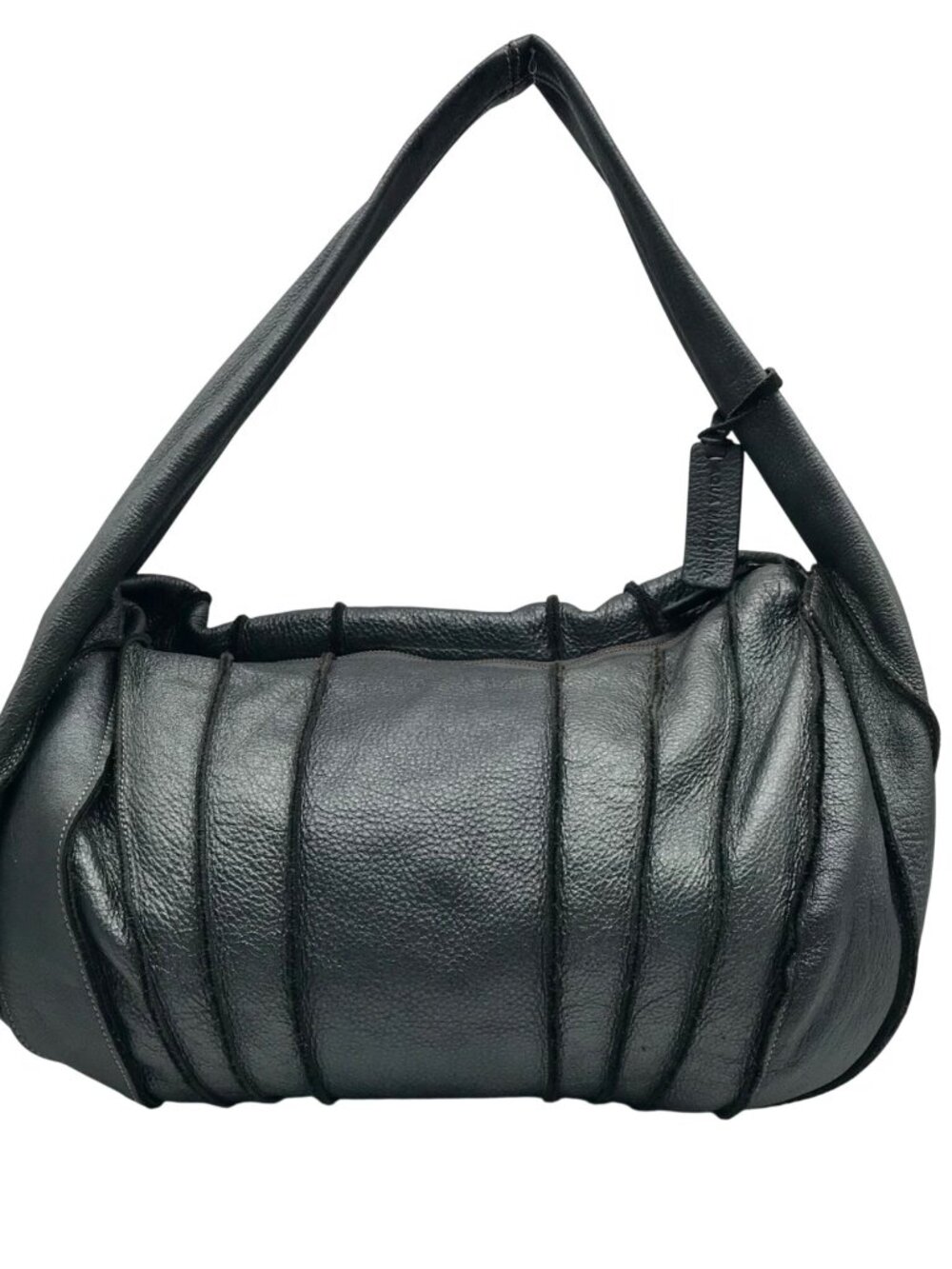 Aqua Madonna Gray Leather Hobo Bag